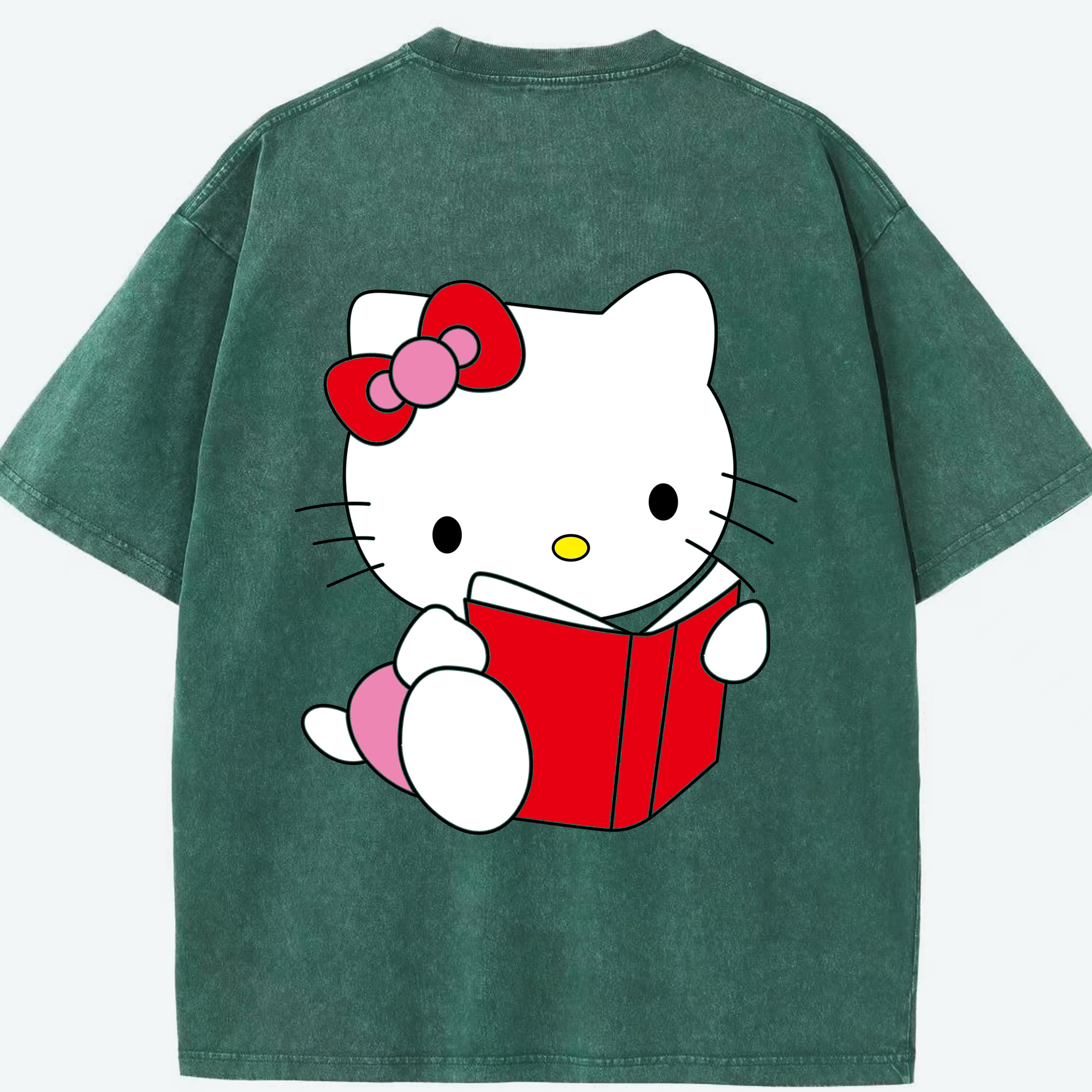 （画像用） Hello Kitty ハローキティ 綿100% ヴィンテージ風 半袖Tシャツ（背面プリント）